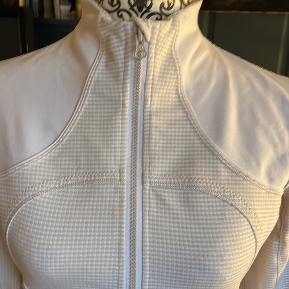 Lululemon Forme full zip gingham plaid Dune White Jacket Medium - Picture 3 of 13